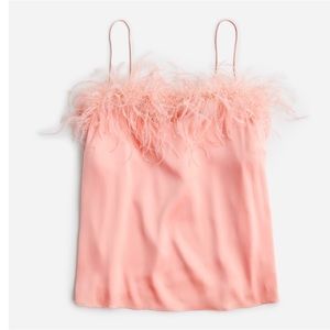J.Crew Collection feather silk tank top in peach pink